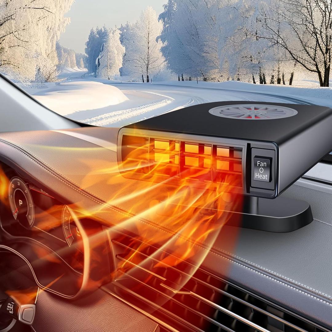 Car Heater 12V, 2 in 1 Portable Car Heater Fast Heating Quickly Defrost Defogger Demister Heat Cooling Fan Auto Dryer Windshield Defroster Plug in Cigarette Lighter (N704)