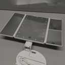 deweisn Floor Mount Tri-Fold Lighted Vanity Mirror with 21 LED Lights, Touch Screen and 3X/2X/1X Magnification, Two Power Supply Modes Make Up Mirror,Travel Mirror (White)