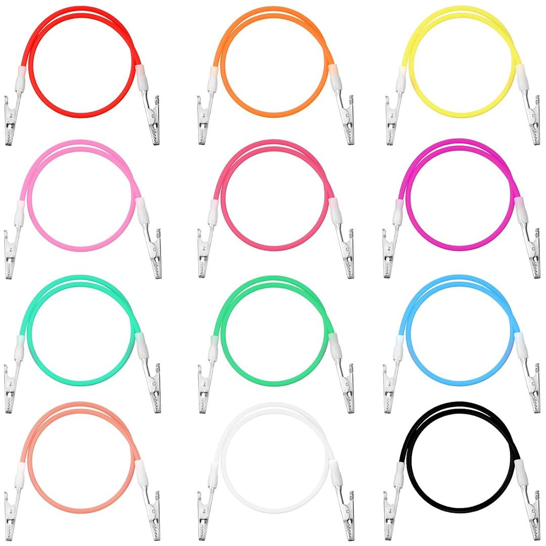 Patelai 12 Pcs Silicone Dental Bib Clips Colorful Napkin Clips Bib Holder Dentist Napkin Chain Neck Chain with Lanyard for Elderly Adult Patient Towels Restaurant Cloth Travel(Bright Color Series)