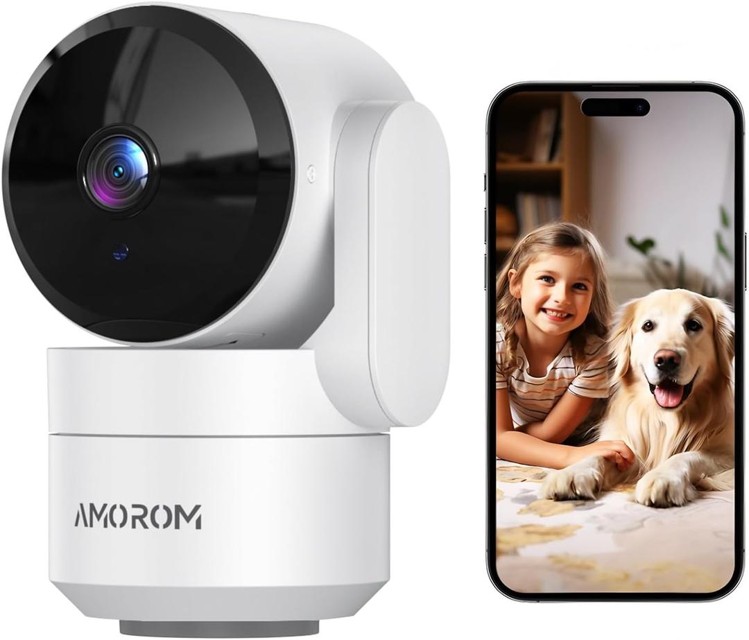 AMOROM Indoor Security Camera 360 with Pan/Tilt, Pet Dog Baby Monitor, 1080P HD Night Vision, Motion Detection, 2-Way Talk, Alexa & Google Home Compatible (2.4GHz WiFi)