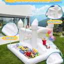 White Bounce House with Blower, 9x9x7FT Inflatable Castle with Slide & Ball Pit, Wedding Party Decoration & Kids Indoor Outdoor Jumping House