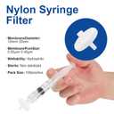 Nylon Syringe Filters 25mm 045um - Hydrophilic Membrane for HPLC Sample Preparation, Compatible with Standard Luer Lock Syringes, Non-Sterile, Pack of 100
