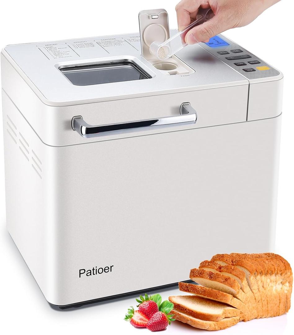 2LB Bread Maker with Yeast & Nut Dispenser, 21-in-1 Programmable Compact Bread Machine 3 Loaf Sizes 3 Crust Colors