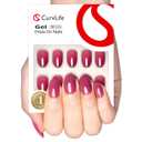 Curvlife Soft Gel Press on Nails Fake Nails with Red Purple rose Design Full Cover False Nails for Women Reusable Nail Kit with Nail Glue Adhesive Tabs Nail File (Short)