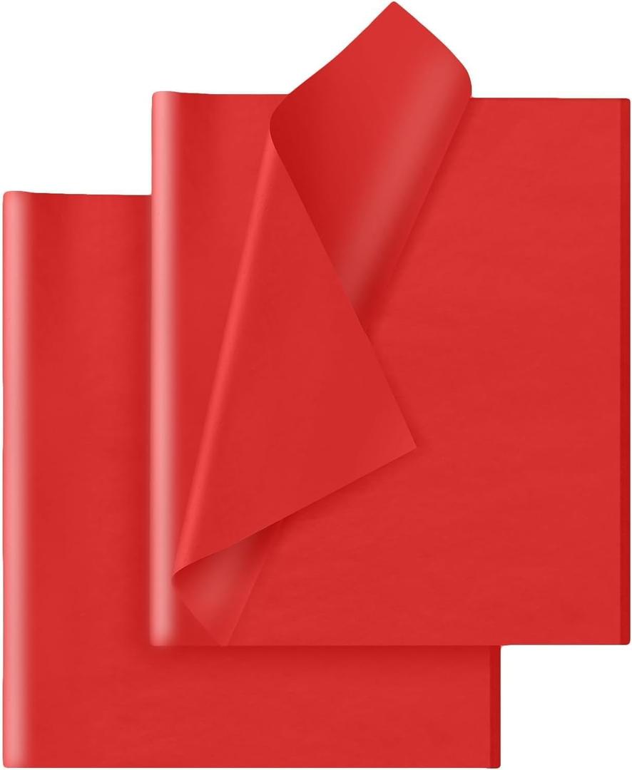 Hlonon Red Tissue Paper for Gift Bags - 30 Sheets of Red Wrapping Tissue Paper Bulk Packaging Paper for Weddings Birthday DIY Project Christmas Gift Wrapping Crafts Decor (14 x 20 Inch) (14 x 20 Inch, Red)