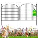AOPEC 24 in(H) x20 Ft(L) No Dig Heavy Duty Metal Fence - 10 Panels Thick Rust-Resistant Decorative Fence Posts for Yard Security, Garden, Lawn, Farm and Poultry (Black)