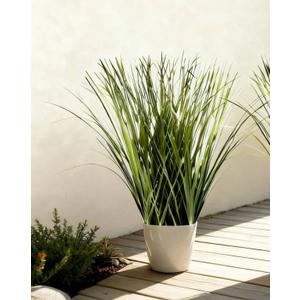 14-Inch Fake Grass Plant in Ceramic Pot Artificial Potted Plants 