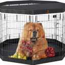 PJYuCien Dog Playpen, 8 Panels 42H Dog Pens Indoor with Bottom Pad and Top Cover, Metal Foldable Pet Puppy Exercise Fence Crate Kennel, Better for Medium and Big Animals,Black