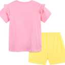 Toddler Girls Summer Outfit Cotton Flutter Sleeve Tank Top and Shorts Cute Clothing Set Size 2T 3 7Y (Pink)