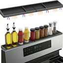 BFONS 30 Inch Silicone Magnetic Stove Top Shelf, Kitchen Shelf Over Stove Spice Rack Apartment Must Haves Kitchen Gadgets for Above Stovetop Seasoning Organization and Storage Thickened Black