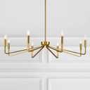 38" Gold Chandeliers for Dining Room, 8-Light Modern Farmhouse Chandelier Light Fixture, Brushed Brass Industrial Candle Lighting Hanging Ceiling for Living Room Bar Kitchen Island Lights