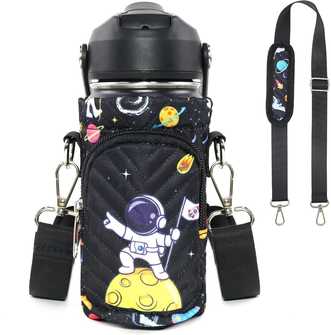 Water Bottle Carrier Bag for Kids, Insulated Holder With Adjustable Strap for 10/12/14/16/18oz Bottles, Sleeve for Boys Girls School Travel Sports
