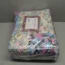 Brilliant Sunshine Lilac Rose Toile Quilt Set, 3-Piece Bedding Sets, Traditional Lively Patchwork Design, Washable, Reversible Bedspread, Soft Lightweight Coverlet, All-Season, Full/Queen, Egg Blue