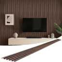 WPC Slat Wall Panels 8 Pack 96" x 6", Waterproof Fluted Wall Paneling, Accent 3D Wall Panel for Wall Decor, Bathroom, Bedroom, Office - Low Grille Walnut (Cover Approx.32 sq.ft)