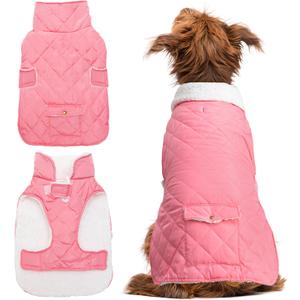 Dog Winter Coat - Windproof Fleece Warm Thick Dog Jacket Clothes for Cold Weather - Pink Pet Vest Coat Outfits for Small Medium Large Dogs - Indoor & Outdoor Use (M)