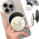 Kidcube Magnetic Phone Grip Compatible with Magsafe - Cell Phone Grip Stand Magnetic Ring Holder Finger Kickstand for iPhone 17 16 15 14 13 12 Series Magnet Removable Accessories Cute Flower Floral