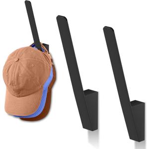 3 Pack Hat Racks for Baseball Caps - Metal Hat Holder for Wall, Hat Storage Organizer for Ball Caps, Heavy Duty Hat Hangers Strong Adhesive/Wall Drilled for Closet, Bedroom, Door, Home (Black)