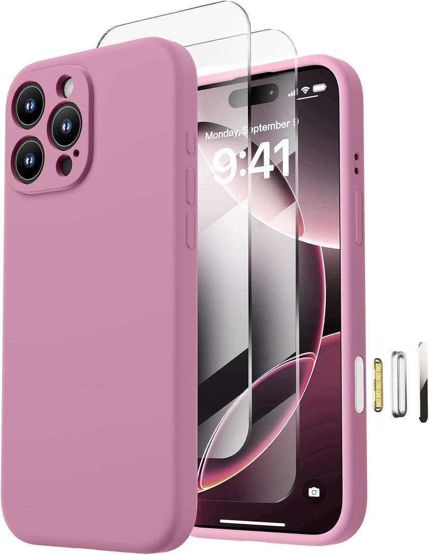 Magnetic for iPhone 16 Pro Case, Compatible with MagSafe, with 9H Nano Screen Protectors, Full Camera Protection, Silicone Shockproof Microfiber Lining Phone Case 6.3", Lilac Purple