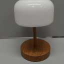 Oneach 9" Cordless Table Lamp, Wood Grain Rechargeable Battery Operated Lamp, 3-Way Stepless Dimming Touch Lamps, Small Glass Bedside Nightstand Light for Bedroom Dining Table Living Room Shelf Decor