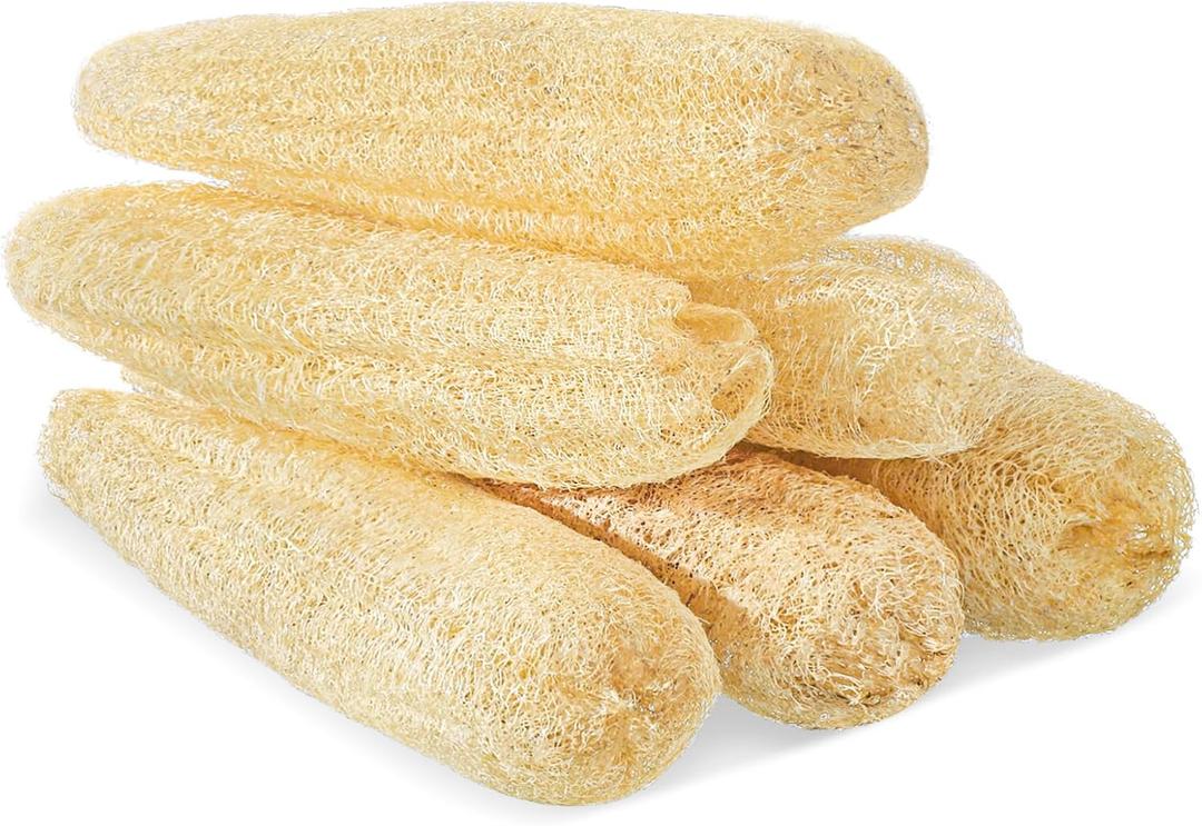 6 Pack Natural Loofah Sponge 15.7 Inch for Kitchen Bath & Body Scrub Organic Exfoliating Sponge for Dishes Skin Men Women