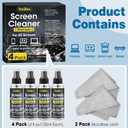Screen Cleaner Spray 16oz (4oz x 4 Pack) - TV Screen Cleaner Spray and 2 Microfiber Cloths, Computer Screen Cleaner & Car Screen Cleaner for TV, Monitor, Laptop, MacBook, iPad