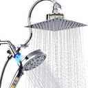 Dual Filtered Shower Head with Magnetic Handheld - 8'' Square Rain Shower Head High Pressure with Handheld Combo, 8+2-Spray Magnetic Detachable Showerhead with Power Jets, Chrome