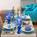 Suzile 6 Sets Chanukah Decorations Hanukkah Table Centerpieces Metallic Foil Spray Decor, Blue Burst Centerpieces David Stars Table Top Set for Christmas Holiday Party Supplies Home Table Decorations