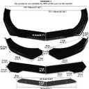Universal Front Lip for Car,4 PCS Kit Front Bumper Lip Adjustable Front Diffuser Protector Wide Body Kit Compatible with Civic Chevy Camaro Dodge
