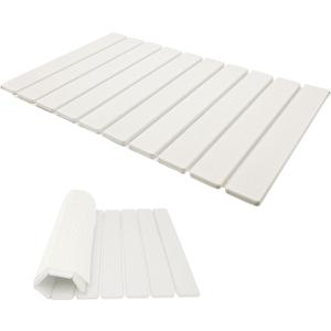 Stone Bath Mat,24 x 15.4 Inch Non-Slip Diatomaceous Earth Bath Mat,Quick Dry Stone Bath Mats for Bathroom,Rollable Shower Mat,Super Absorbent Stone Drying Mat for Bahtroom Shower Floor (White)