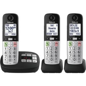 Panasonic Cordless Phone, Easy to Use with Large Display & Big Buttons, Flashing Favorites Key, Flashlight, Call Block, Volume Boost, Talking Caller ID, House Phones, 3 Handsets - KX-TGU433B
