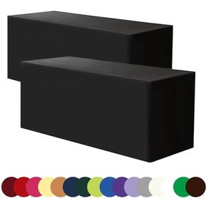 Black 6FT Tablecloth Fitted Table Covers for 6 Foot Rectangle Tables - Water Resistant Washable Fabric Polyester Table Clothes for Parties, Trade Show（72L x 30W Inches）