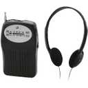 GPX® Portable AM/FM Radio with Wired Headphones, Black, R116B