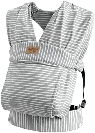vrbabies Baby Wraps Carrier Newborn to Toddler, Kangaroo Baby Easy Wearing Wrap, Adjustable Soft Baby Holder Front Chest Sling Carriers Perfect Infant Essentials Gifts (Striped Grey, Cotton)