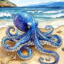 Watercolor Octopus Preprinted 11CT Cross Stitch Kits for Beginners & Adults - Easy Needlepoint Patterns for Home Decor & Crafting 1 3