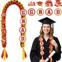 2026 Red Gold Graduation Leis Decorations with Pins, Class of 2026 Grad Embroidery Patches Party Supplies for High School College Graduation