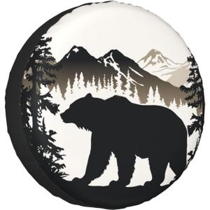 Bear and Mountain Spare Tire Cover Wheel Protectors for Decoration and Weather Protection for Trailers Rv SUV Truck Campervan Travel Trailer 15 Inch (15" for tire diameter 27.55"-29.52"/70-75cm)
