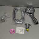 GwernKB Handheld Shower Head with on off Switch & Built-in Power Spray,7-Setting High Pressure Spray Shower Wand with 79in Long Hose & Bracket and Extra Adhesive Shower Holder for Lower Mount, Chrome (Silver)