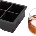Restaurantware 2-inch Square Ice Tray - Makes 4 Cubes: Perfect for Commercial Bars or Home Use - Constructed from Durable Black Silicone - Dishwasher Safe - 1-CT