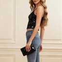 Sequin Cami Top Square Neck Sparkly Tank Top Sleeveless Party Camisole Shirts (XS)