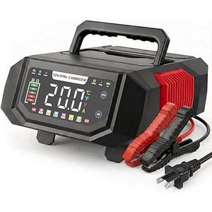 1-20A Smart Battery Charger, 12V/24V Automatic Automotive Battery Maintainer & Desulfator with Temperature Compensation, Adjustable Amp Trickle Charger for Lead-Acid, AGM, Gel, LiFePO4