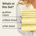 Queen 6 Piece Sheet Set - Comfy, Breathable & Cooling - Hotel Luxury Bedding for Women, Men, Kids, Teens and Children - 1 Flat & 1 Fitted Sheet & 4 Pillowcases w/ Deep Pockets - Wrinkle Free - Yellow