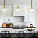 3-Pack Modern Pendant Light Fixtures, Kitchen Island Hanging Light Pendant Lighting Fixture with Glass Lampshade for Bedroom Living Room Kitchen