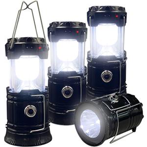 Collapsible Portable LED Camping Lantern XTAUTO Lightweight Waterproof Solar USB Rechargeable LED Flashlight Survival Kits for Indoor Outdoor Home Emergency Light Power Outages Hiking Hurricane 3-Pack