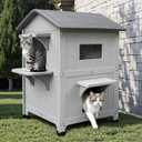 Plastic Insulated Outdoor Cat House with Escape Door
