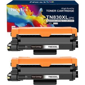 TN830XL High Yield Toner Cartridge Replacement for Brother TN830 / 830 XL to Compatible with HL-L2460DW DCP-L2640DW HL-L2405W HL-L2400D HL-L2480DW MFC-L2820DW MFC-L2820DWXL Printer (Black, 2-Pack)