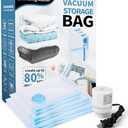 Vacuum Storage Bags for Travel, Pack of 4 Vacuum Seal Bags with Electric Pump for Luggage and Suitcase, Carry-on Size Space Saver for Clothes and Clothing Travel