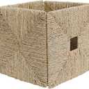 Seaweed Storage Basket, Rectangular Foldable Handwoven Storage Box, Suitable for Organizing Shelves, Living Room, Bedroom, and Storage Room.