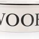 WoofinPets Ceramic Dog Bowl with Bone Pattern  8" Extra Large Food Water Bowl for Medium and Large Dogs, Weighted, Microwave & Dishwasher Safe, 55 oz (Beige)