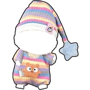 4 x Clothes Compatible with 15cm Doll Rainbow Clothe for 17cm Dolls Clothing Set Cute Pink Outfits Sweater Stitch Cloths Designer Accessories with Hat(NO Doll NO Shoes)