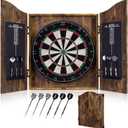Sisal Dart Board Cabinet Sets, Decorative Dart Boards for Adults [6*Steel Darts] - Wooden Dartboard Cabinet with Integrated Scoreboard for Family Game Rooms